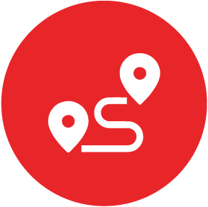 Finder GPS Tracking System icon with map pins and route.